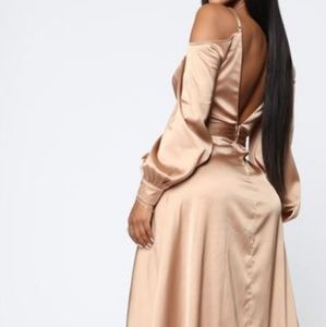 mansion dinner party satin gown